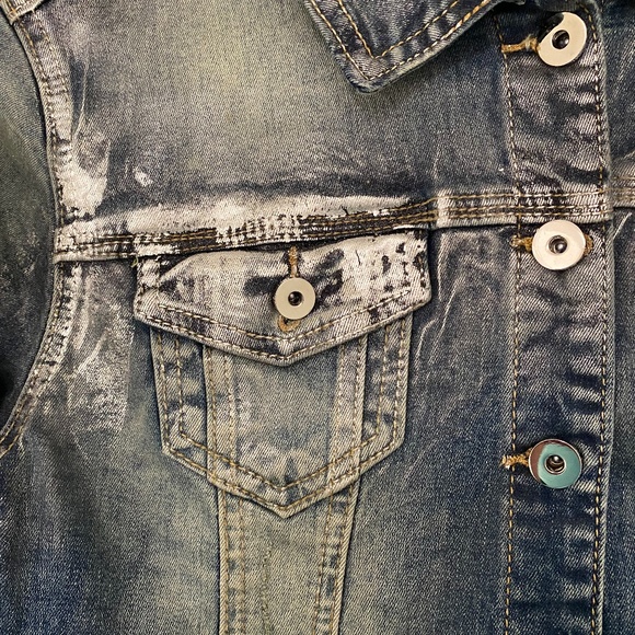 denim and silver jean jacket fits sizes 8-10 - Picture 5 of 5